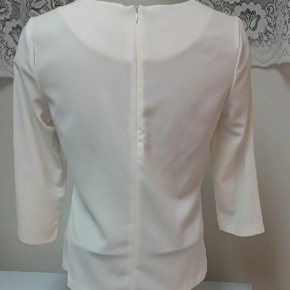 MEXX Women's Cream Blouse with Mirror-Embellished Neckline - Picture 3 of 9